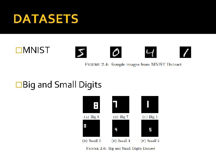 DATASETS �MNIST �Big and Small Digits 