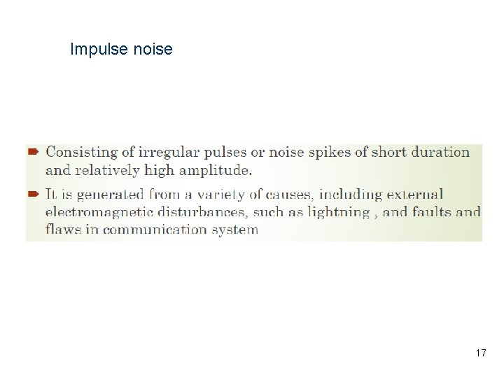 Impulse noise 17 Impulse noise 17