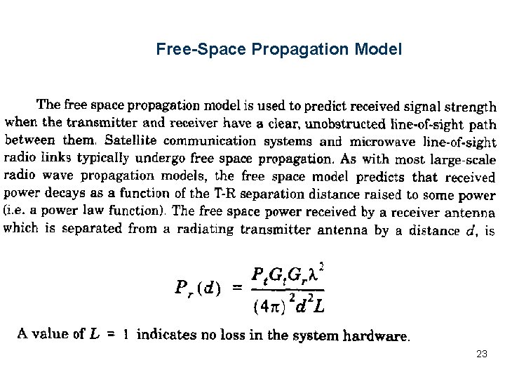 Free-Space Propagation Model 23 Free-Space Propagation Model 23