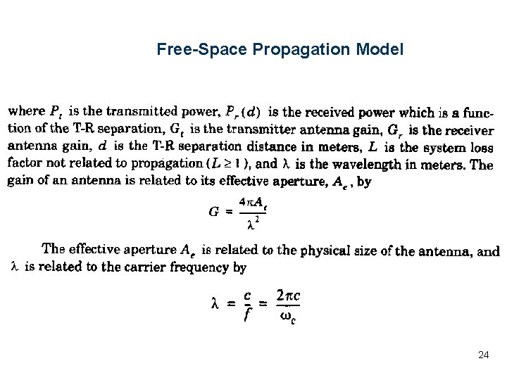 Free-Space Propagation Model 24 Free-Space Propagation Model 24