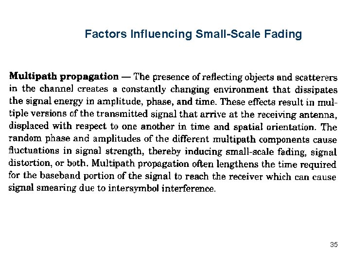 Factors Influencing Small-Scale Fading 35 Factors Influencing Small-Scale Fading 35