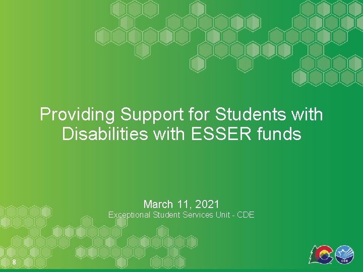 Providing Support for Students with Disabilities with ESSER funds March 11, 2021 Exceptional Student