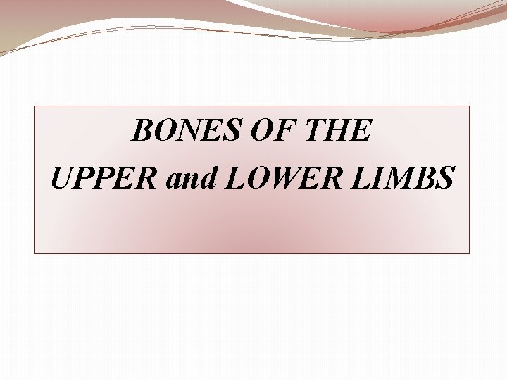 BONES OF THE UPPER and LOWER LIMBS 