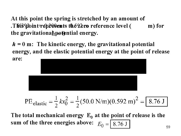 At this point the spring is stretched by an amount of. This point represents