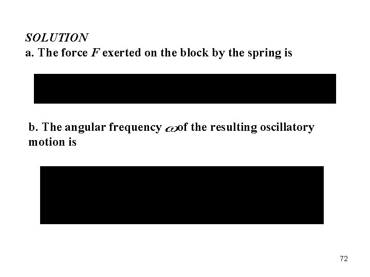 SOLUTION a. The force F exerted on the block by the spring is b.