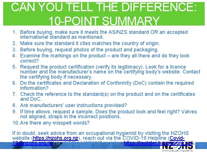 CAN YOU TELL THE DIFFERENCE: 10 -POINT SUMMARY 1. Before buying, make sure it