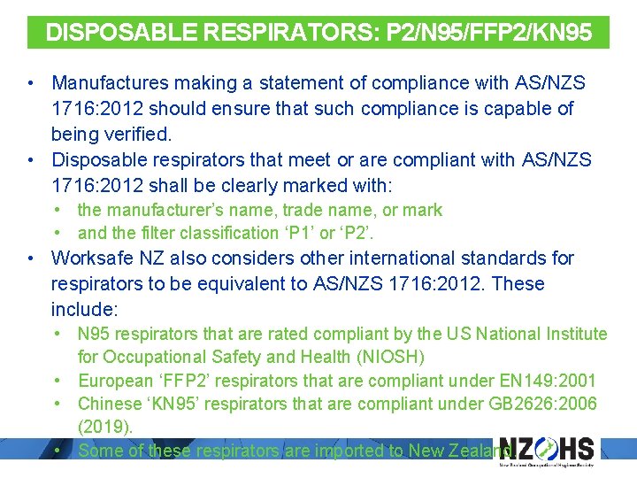 DISPOSABLE RESPIRATORS: P 2/N 95/FFP 2/KN 95 • Manufactures making a statement of compliance
