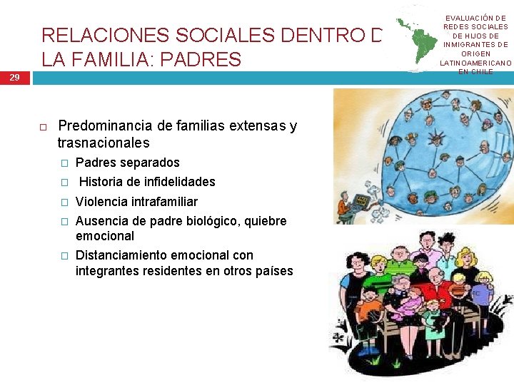 RELACIONES SOCIALES DENTRO DE LA FAMILIA: PADRES 29 Predominancia de familias extensas y trasnacionales