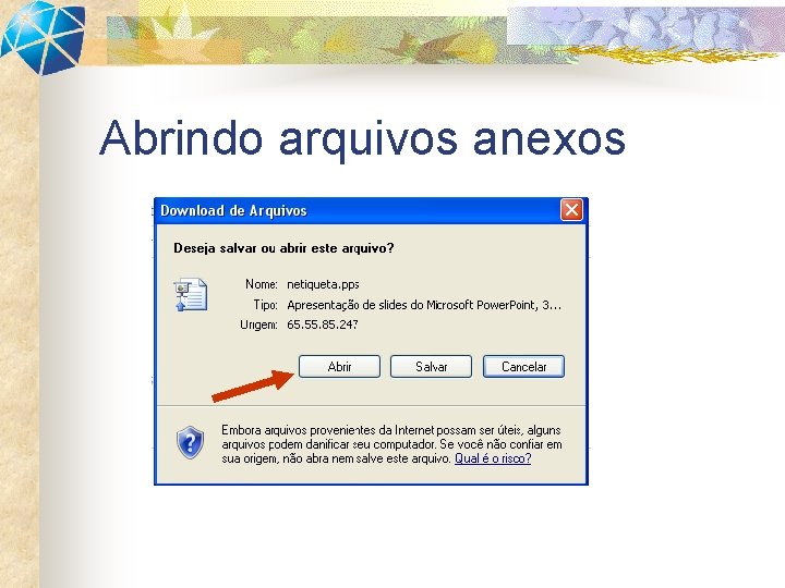 Abrindo arquivos anexos 