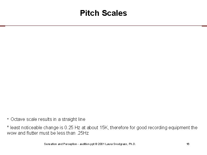 Pitch Scales * Octave scale results in a straight line * least noticeable change