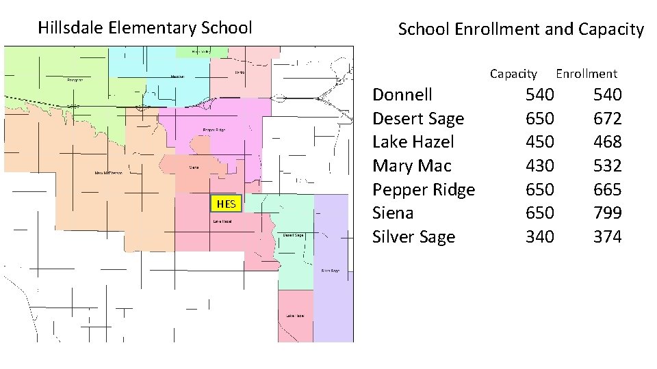Hillsdale Elementary School Enrollment and Capacity HES Donnell Desert Sage Lake Hazel Mary Mac