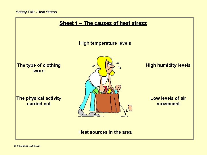 Safety Talk - Heat Stress Sheet 1 – The causes of heat stress High Safety Talk - Heat Stress Sheet 1 – The causes of heat stress High