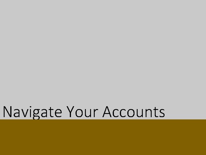 Navigate Your Accounts Navigate Your Accounts