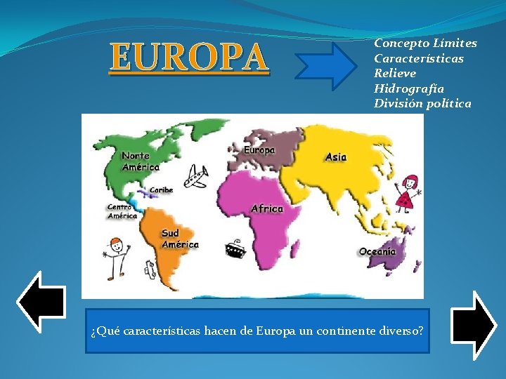 EUROPA Concepto Límites Características Relieve Hidrografía División política ¿Qué características hacen de Europa un