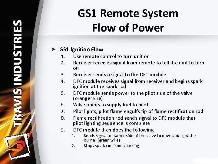 GS 1 Remote System Flow of Power Ø GS 1 Ignition Flow 1. 2.