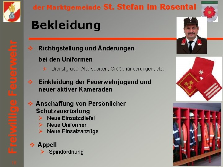 der Marktgemeinde St. Stefan im Rosental Freiwillige Feuerwehr Bekleidung 18 v Richtigstellung und Änderungen