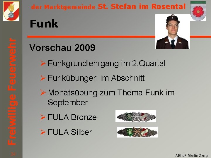 der Marktgemeinde St. Stefan im Rosental Freiwillige Feuerwehr Funk 24 Vorschau 2009 Ø Funkgrundlehrgang