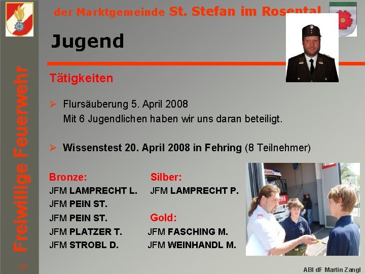 der Marktgemeinde St. Stefan im Rosental Freiwillige Feuerwehr Jugend 29 Tätigkeiten Ø Flursäuberung 5.