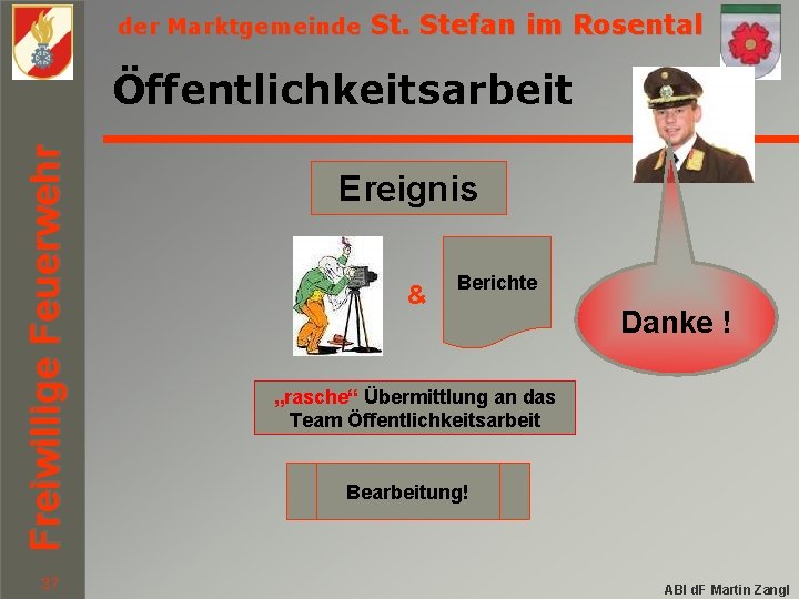 der Marktgemeinde St. Stefan im Rosental Freiwillige Feuerwehr Öffentlichkeitsarbeit 37 Ereignis & Berichte Danke