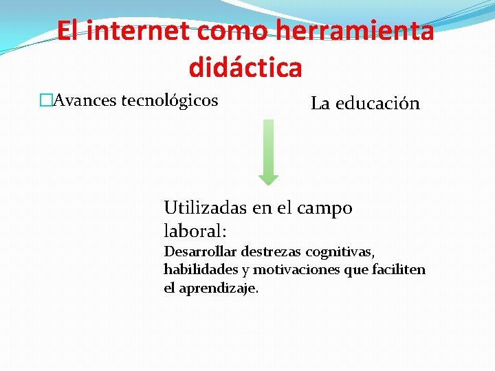 El internet como herramienta didáctica �Avances tecnológicos La educación Utilizadas en el campo laboral: