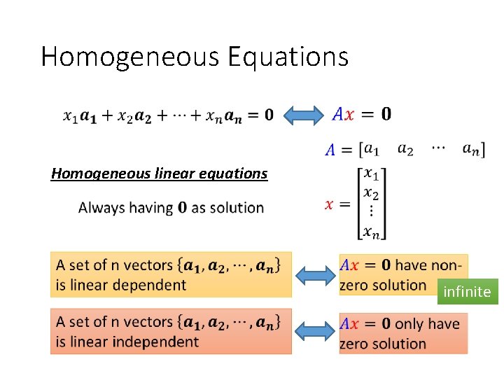 Homogeneous Equations Homogeneous linear equations infinite 