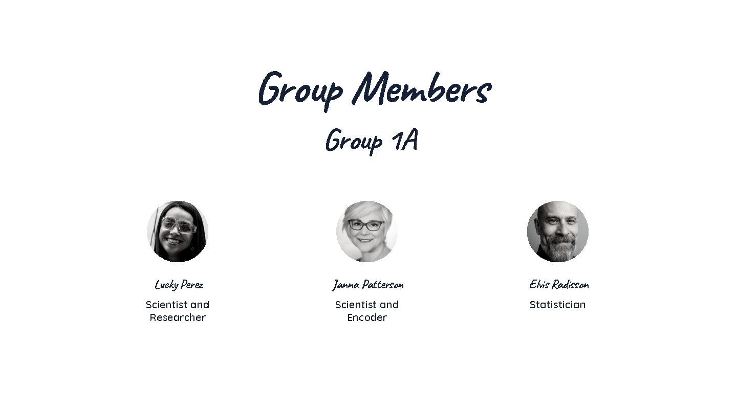 Group Members Group 1 A Lucky Perez Janna Patterson Elvis Radisson Scientist and Researcher Group Members Group 1 A Lucky Perez Janna Patterson Elvis Radisson Scientist and Researcher