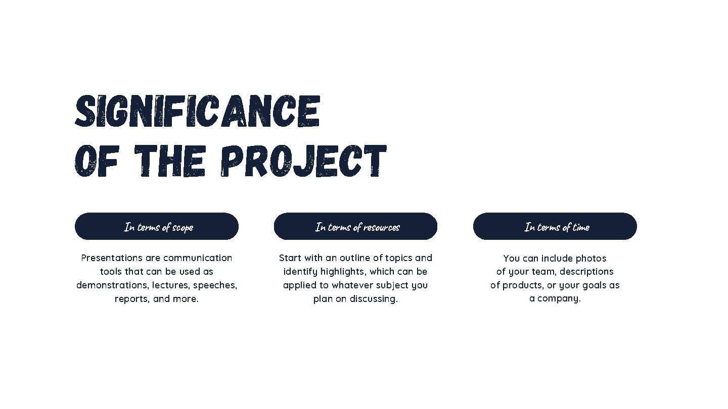 Significance of the Project In terms of scope In terms of resources In terms Significance of the Project In terms of scope In terms of resources In terms