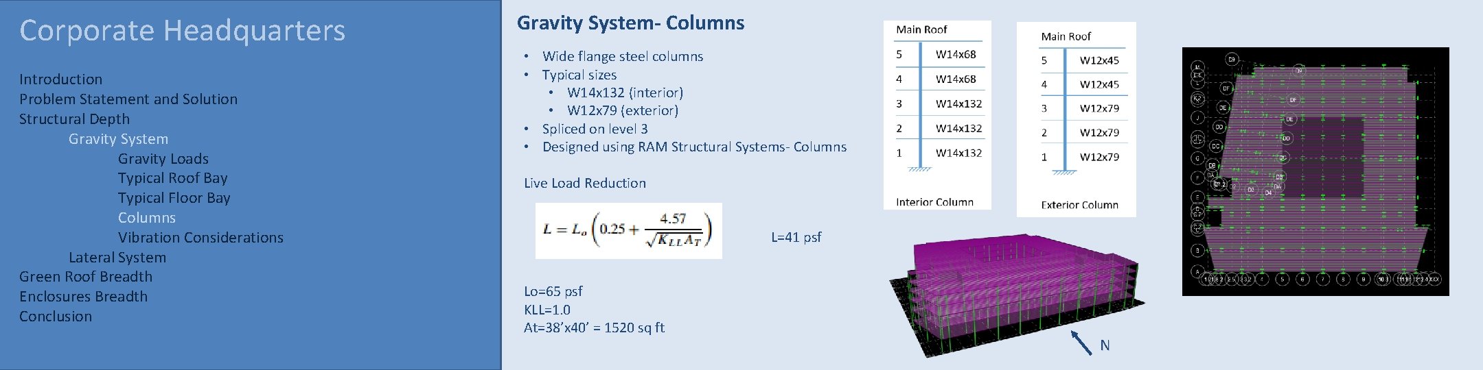 Corporate Headquarters Introduction Problem Statement and Solution Structural Depth Gravity System Gravity Loads Typical