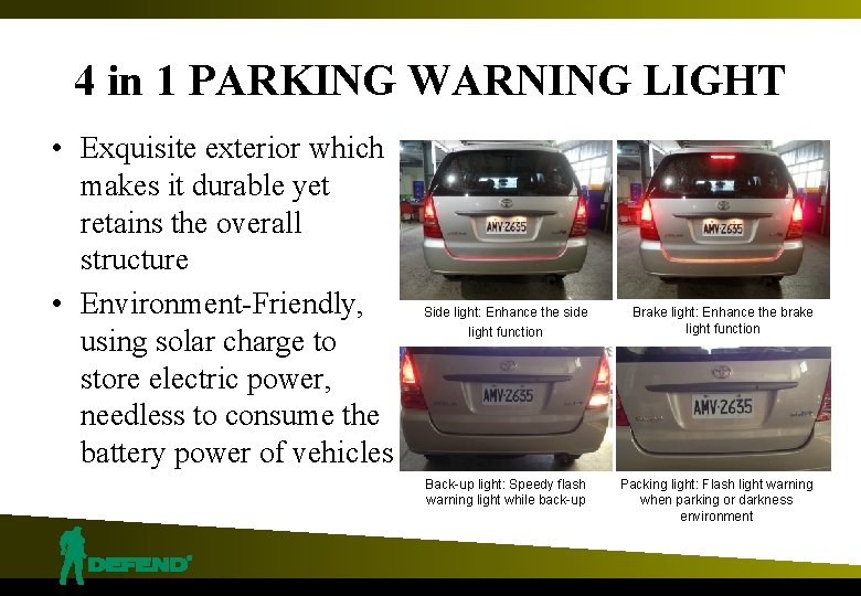 4 in 1 PARKING WARNING LIGHT • Exquisite exterior which makes it durable yet