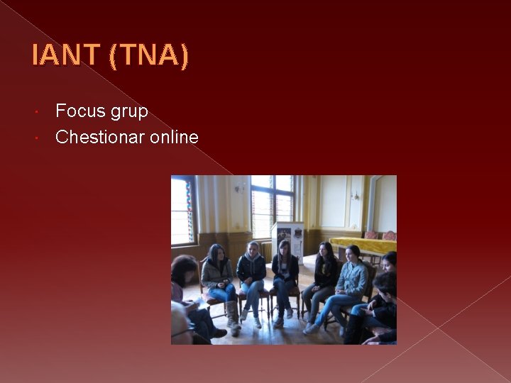 IANT (TNA) Focus grup Chestionar online 