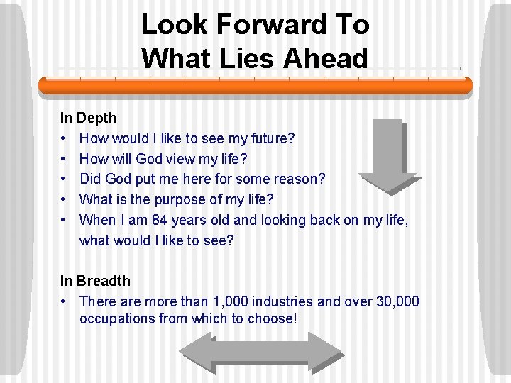 Look Forward To What Lies Ahead In Depth • How would I like to Look Forward To What Lies Ahead In Depth • How would I like to