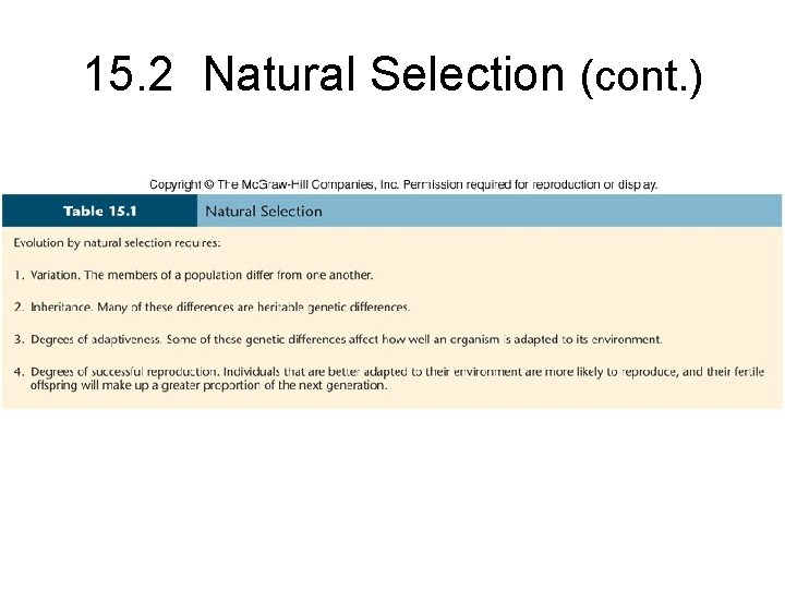 15. 2 Natural Selection (cont. ) 