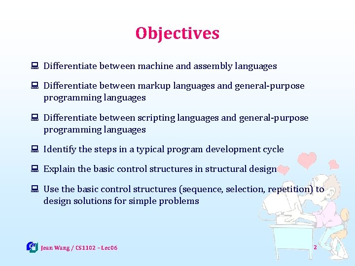 Objectives : Differentiate between machine and assembly languages : Differentiate between markup languages and