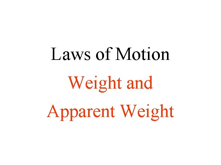 Laws of Motion Weight and Apparent Weight 