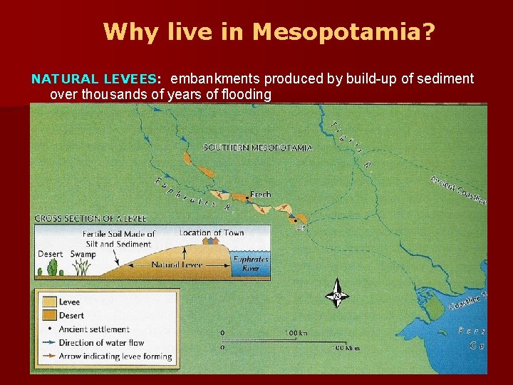 Why live in Mesopotamia? NATURAL LEVEES: embankments produced by build-up of sediment over thousands