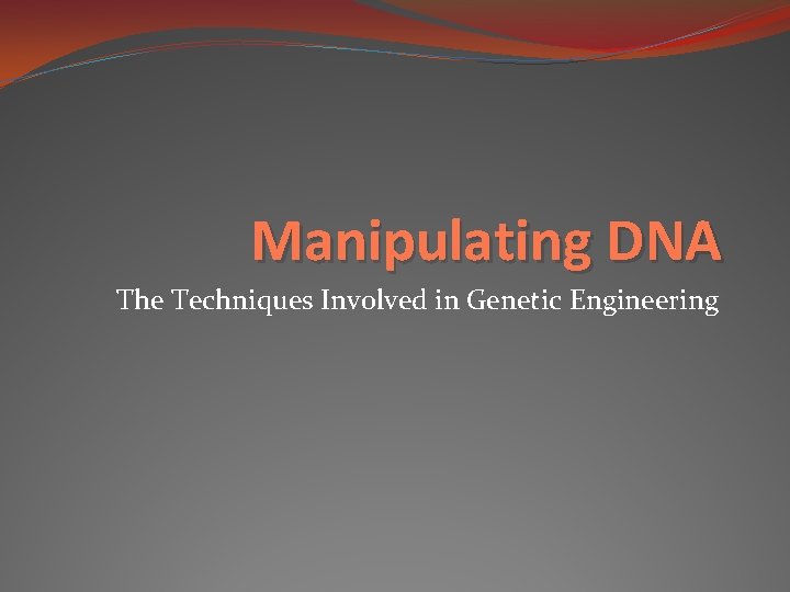 Manipulating DNA The Techniques Involved in Genetic Engineering 