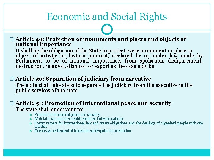 Economic and Social Rights � Article 49: Protection of monuments and places and objects