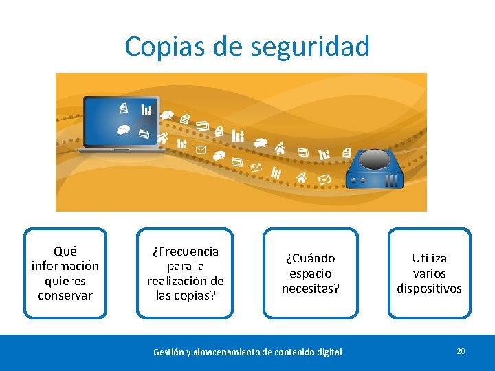 Copias de seguridad Qué información quieres conservar ¿Frecuencia para la realización de las copias?