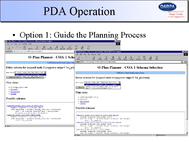 PDA Operation • Option 1: Guide the Planning Process 