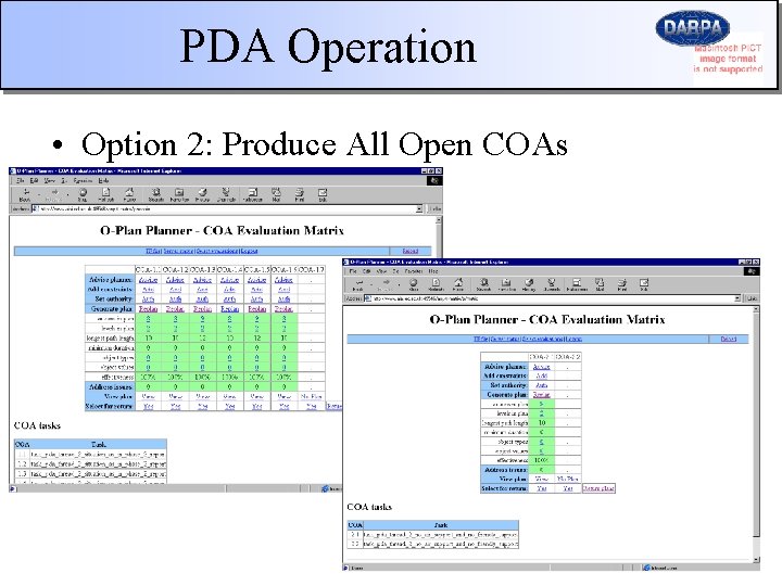 PDA Operation • Option 2: Produce All Open COAs 