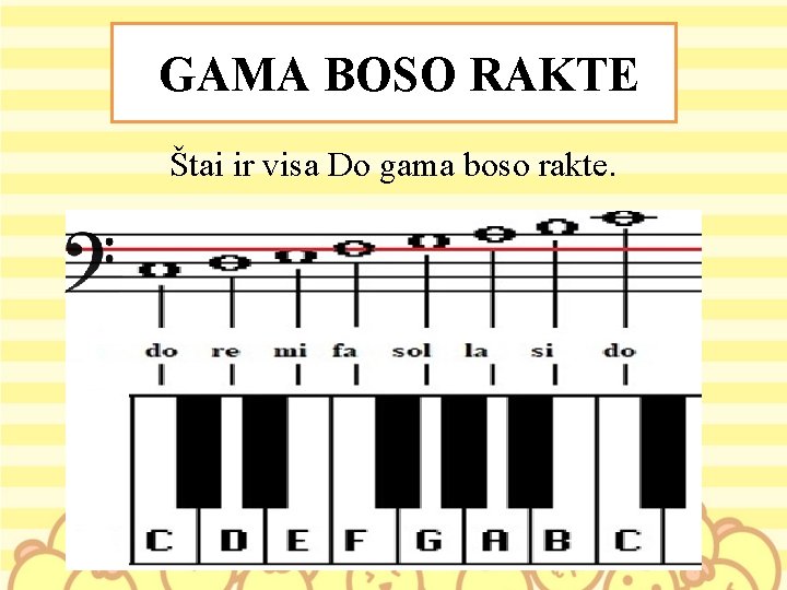 GAMA BOSO RAKTE Štai ir visa Do gama boso rakte. GAMA BOSO RAKTE Štai ir visa Do gama boso rakte.