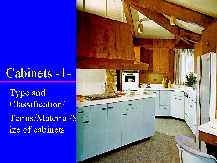 Cabinets -1 Type and Classification/ Terms/Material/S ize of cabinets 