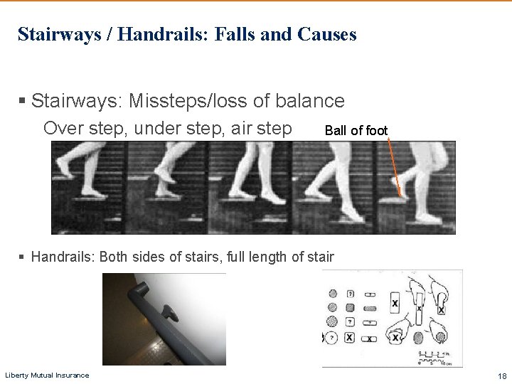 Stairways / Handrails: Falls and Causes § Stairways: Missteps/loss of balance Over step, under