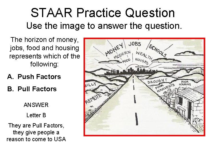 STAAR Practice Question Use the image to answer the question. The horizon of money,
