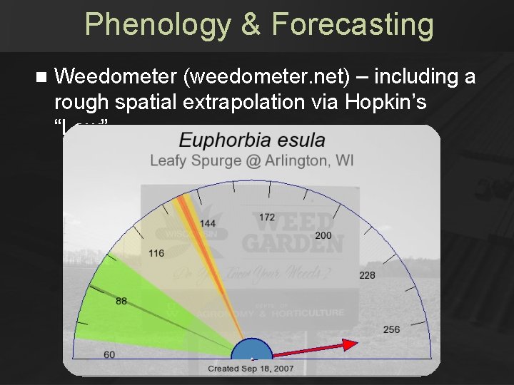 Phenology & Forecasting n Weedometer (weedometer. net) – including a rough spatial extrapolation via Phenology & Forecasting n Weedometer (weedometer. net) – including a rough spatial extrapolation via
