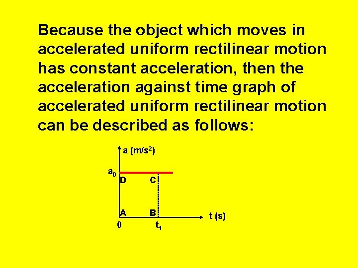 Because the object which moves in accelerated uniform rectilinear motion has constant acceleration, then