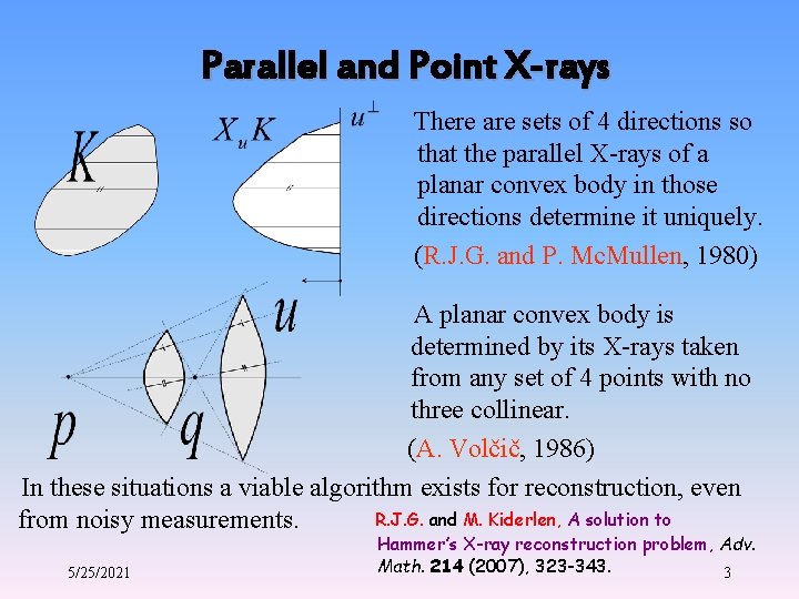 Parallel and Point X-rays There are sets of 4 directions so that the parallel