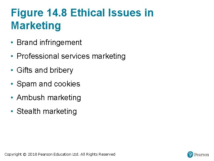 Figure 14. 8 Ethical Issues in Marketing • Brand infringement • Professional services marketing