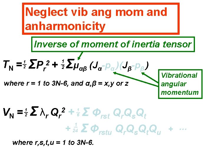 Neglect vib ang mom and anharmonicity Inverse of moment of inertia tensor TN =