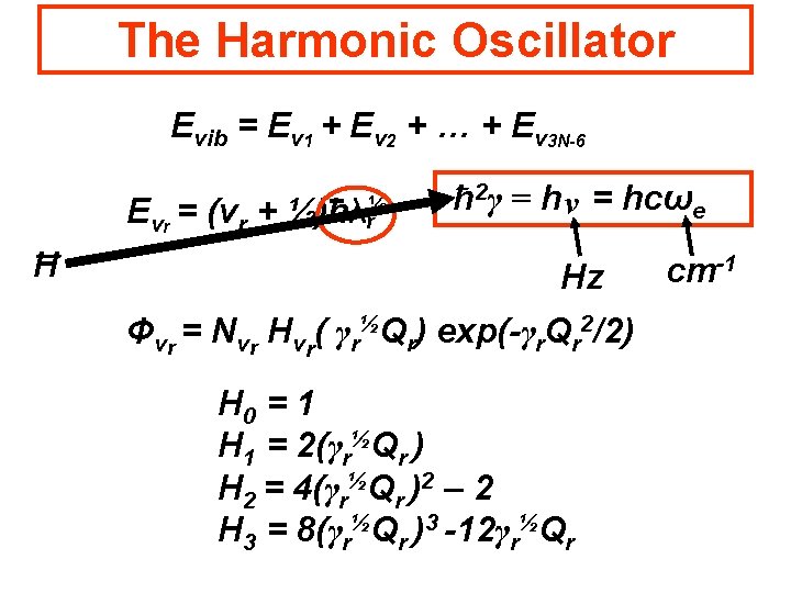 The Harmonic Oscillator Evib = Ev 1 + Ev 2 + … + Ev